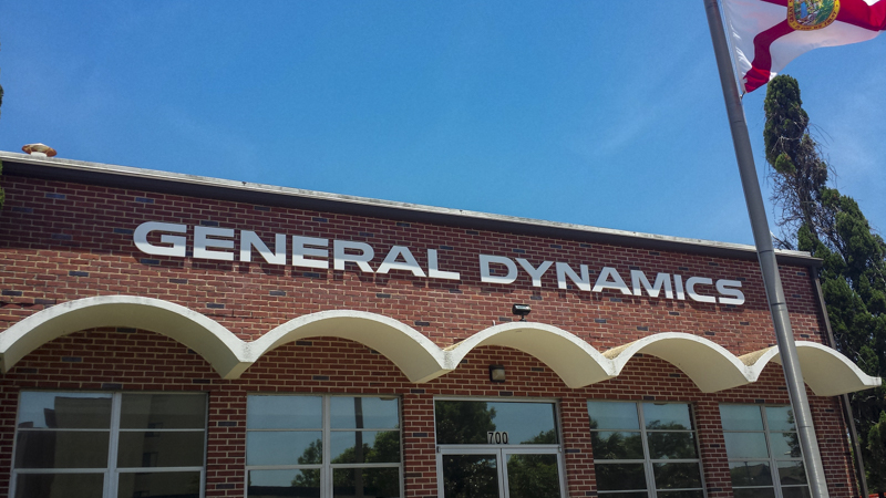 General Dynamics exterior corporate identity signage by Pensacola Sign