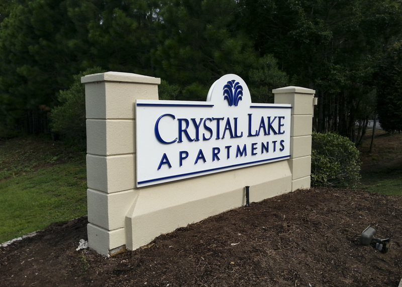 Crystal Lake Apartments exterior corporate identity signage by Pensacola Sign