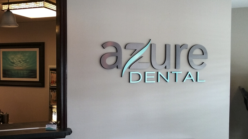 Azure Dental interior corporate identity signage by Pensacola Sign