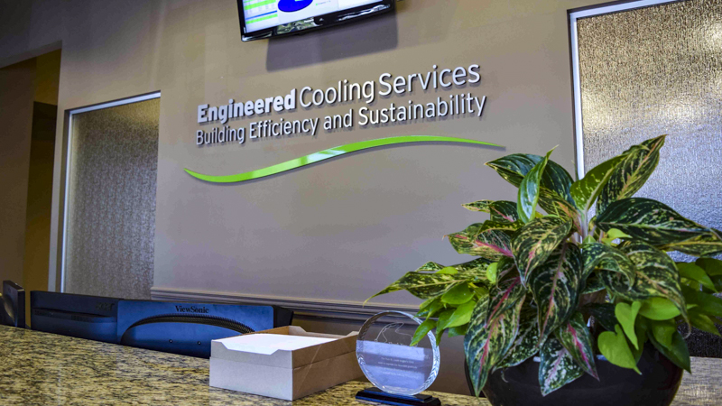 Engineered Cooling Services interior corporate identity signage by Pensacola Sign