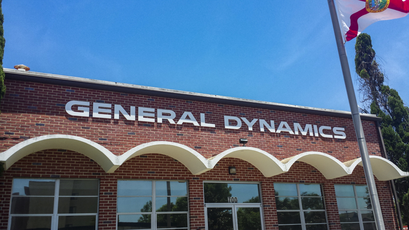 General Dynamics exterior dimensional lettering signage by Pensacola Sign
