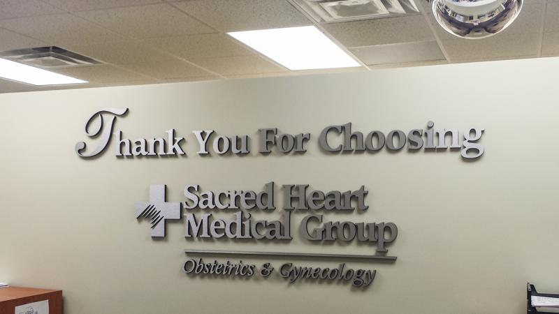 Sacred Heart Medical Group interior dimensional lettering signage by Pensacola Sign