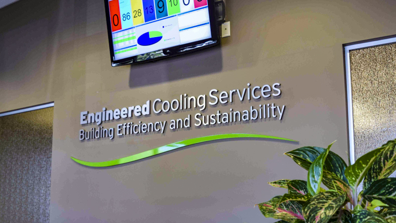 Engineered Cooling Services interior dimensional lettering signage by Pensacola Sign