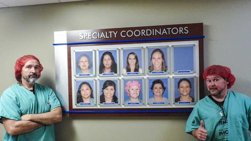 Specialty Coordinators portrait display panel for Baptist Hospital by Pensacola Sign