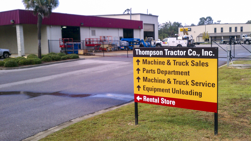Thompson Tractor Co. Inc. exterior wayfinding by Pensacola Sign