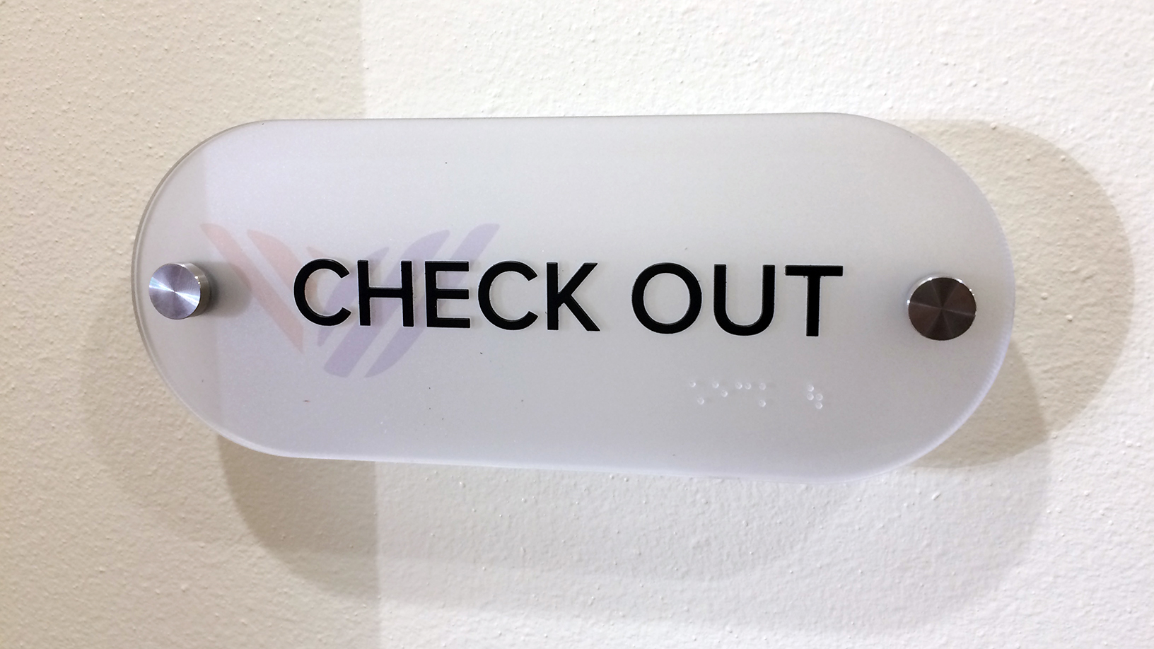 Interior ADA compliant office signage on aluminum standoffs - signgeek wayfinding solutions 