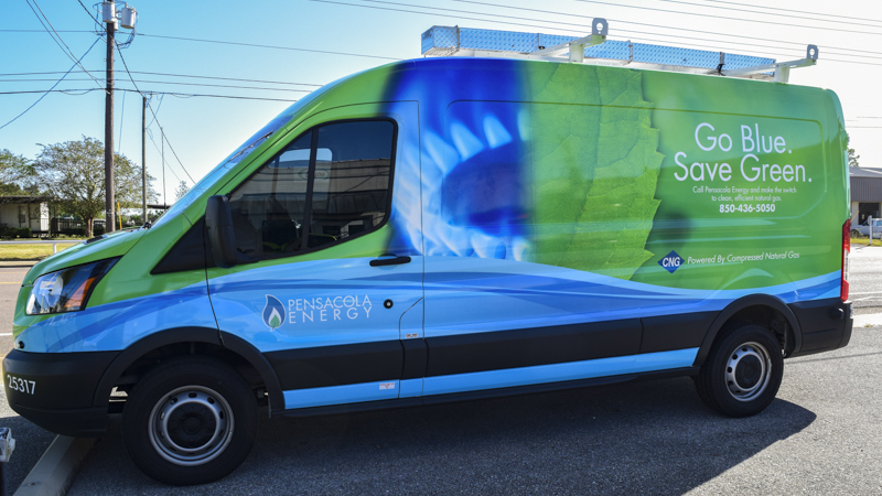 Pensacola Sign Fleet Wraps - cargo van wrap for Pensacola Energy