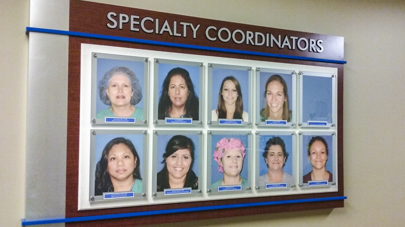 Specialty Coordinators portrait display panel for Baptist Hospital by Pensacola Sign