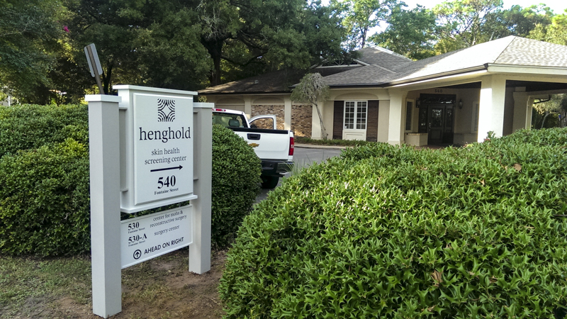 Henghold exterior wayfinding by Pensacola Sign