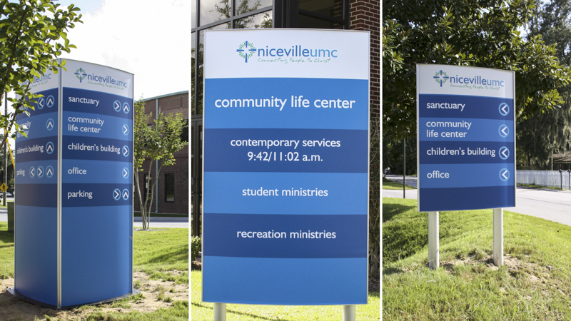 Niceville UMC exterior wayfinding by Pensacola Sign