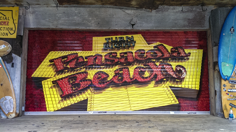 Flounder's Chowder House garage door wrap - Pensacola Sign Environmental Graphics