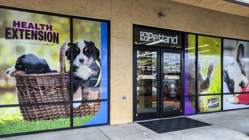 Petland window wraps by Pensacola Sign