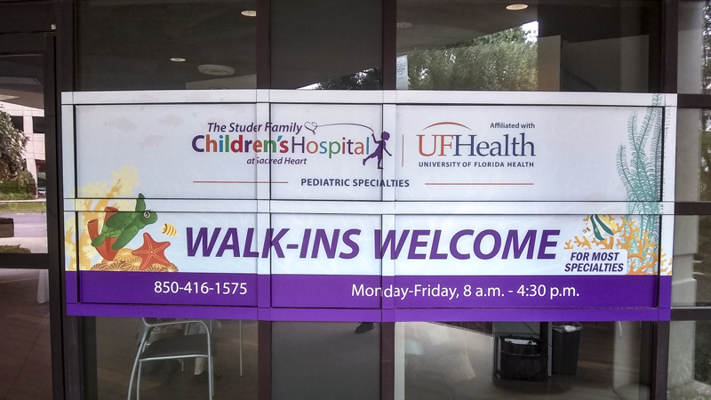 Studer Family Children's Hospital vinyl window graphics by Pensacola Sign