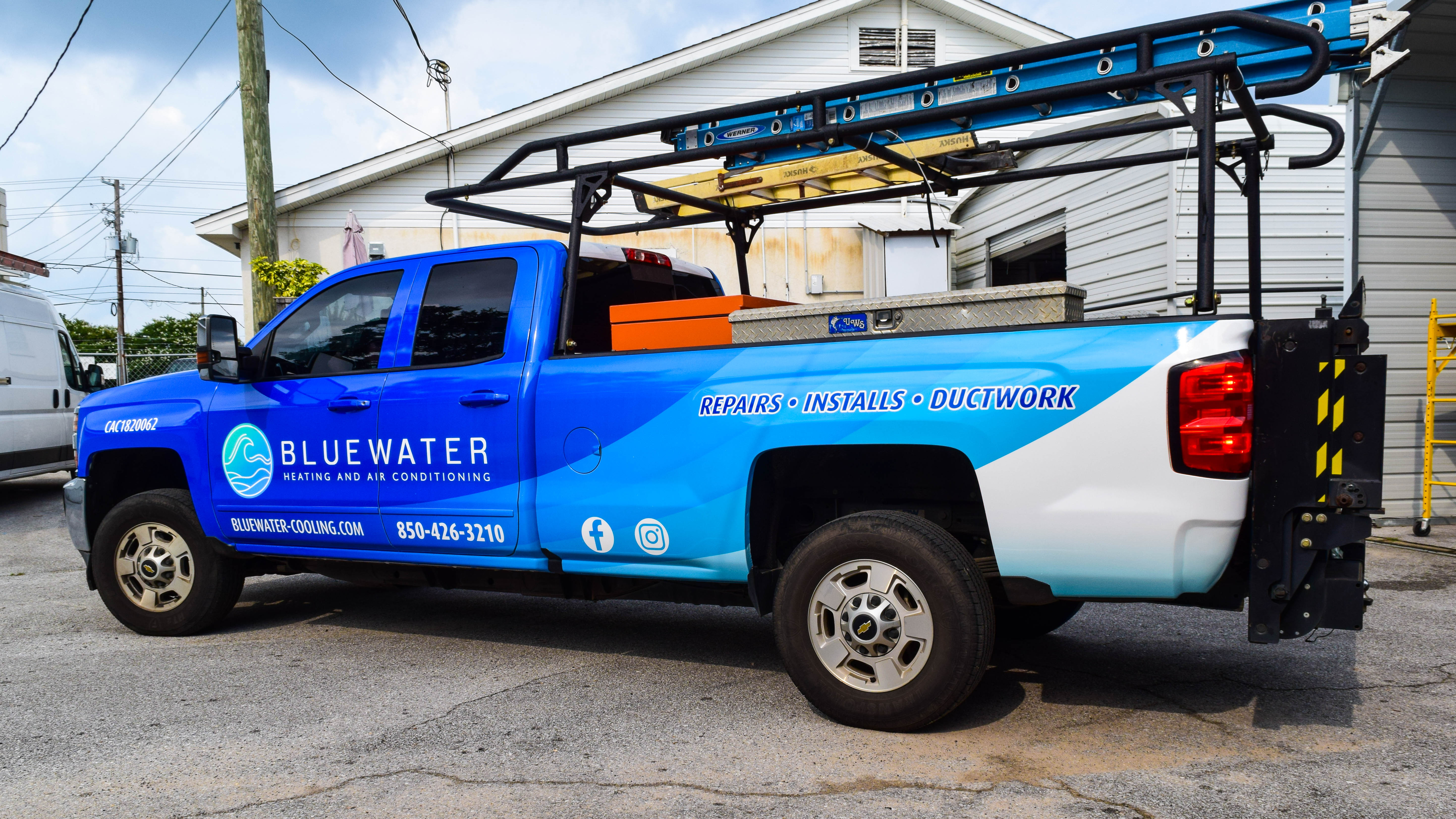 Vehicle wrap for Bluewater Heating and Air Conditioning 