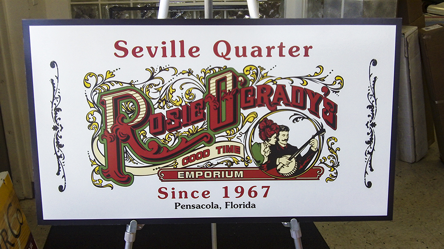 Seville Quarter's Rosie O'grady's custom poster by Pensacola Sign